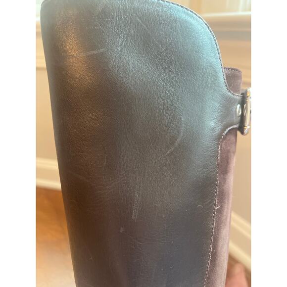 Marc Fisher Riding Boots Dark Brown Leather and Suede Sz 7 - Picture 7 of 8